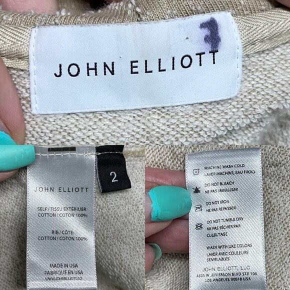 John Elliott Hooded Villain Slim Fit Sweatshirt in Sand Speckled Size 2 Medium - Picture 12 of 13